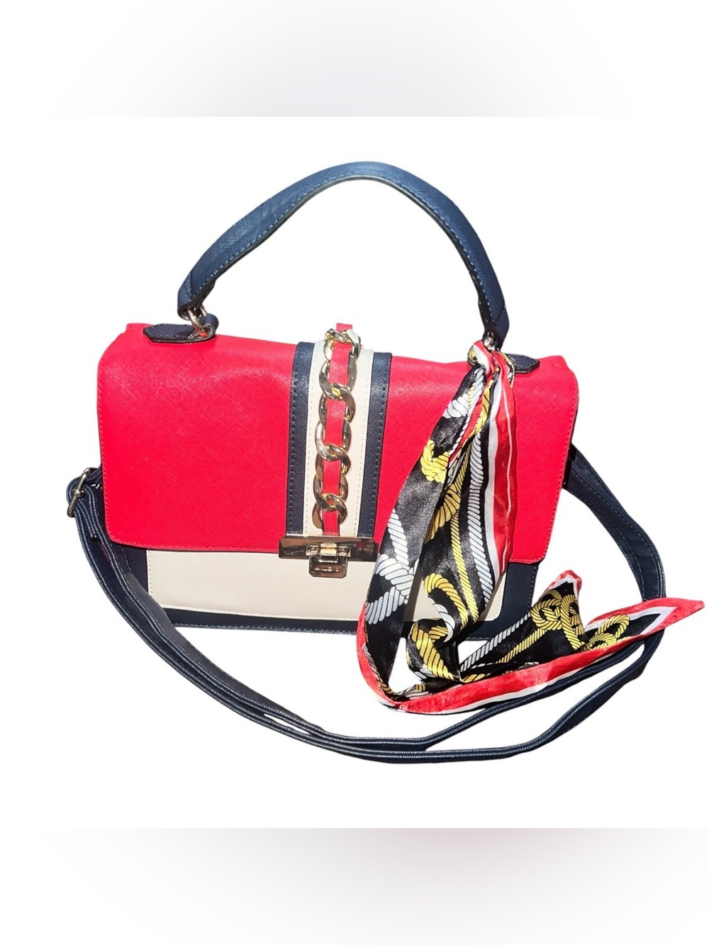 ALDO Cailla Colorblock Satchel Crossbody Bag Scarf